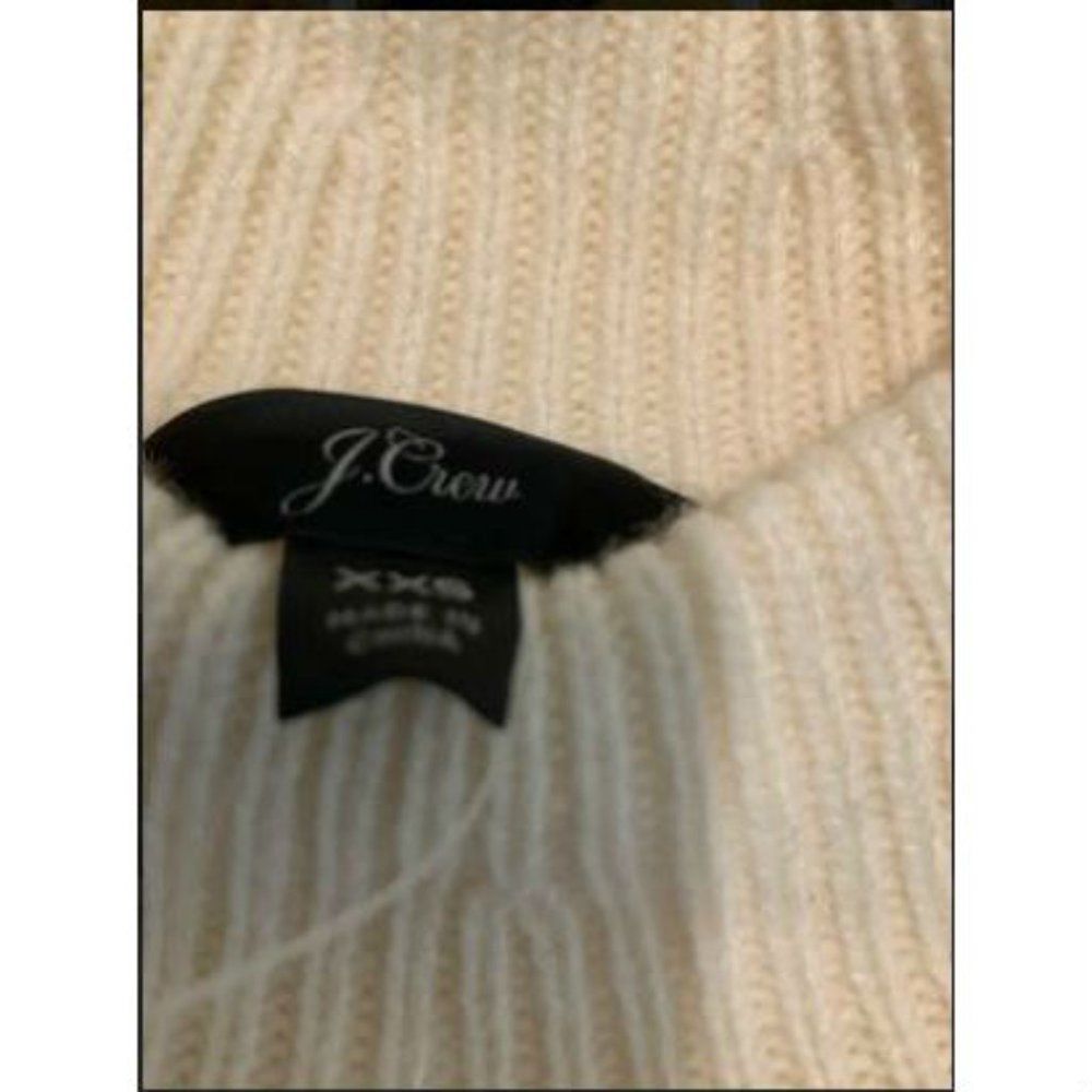 New J. Crew Pom Pom Cable Knit Sweater Sz XXS Soft Cream - Picture 9 of 11